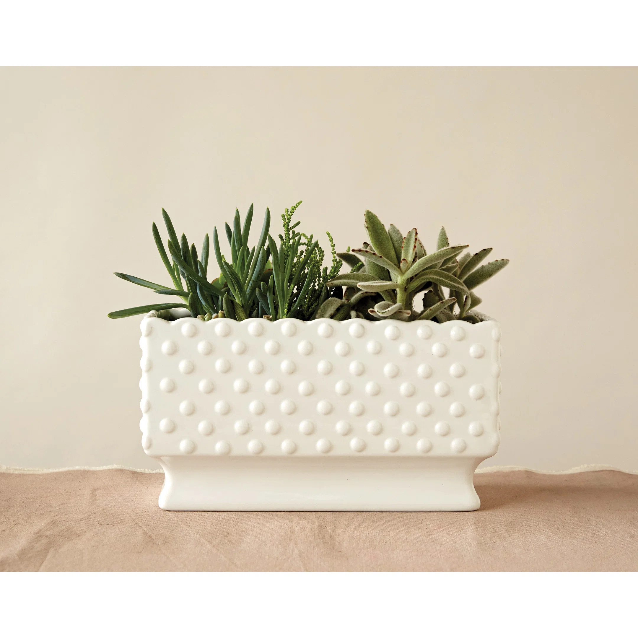 Ceramic Hobnail Planter with Scalloped Edge and Polka Dots | Wayfair North America