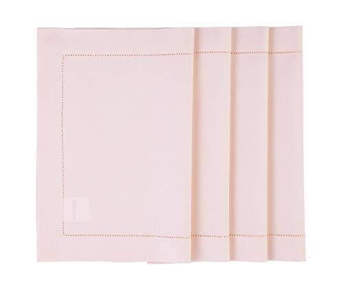 Solino Home Pink Placemats Set of 4 - Cotton Linen Hemstitch Placemats 14 x 19 Inch for Valentines, New Year | Amazon (US)