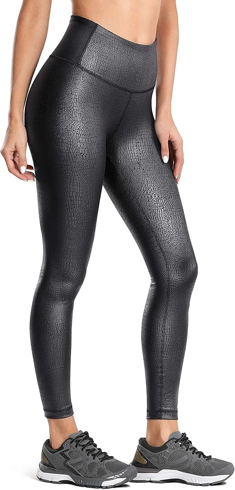 CRZ YOGA Women's Faux Leather Workout Leggings 25 Inches - Fashion Coated High Waist Pants Athlet... | Amazon (US)