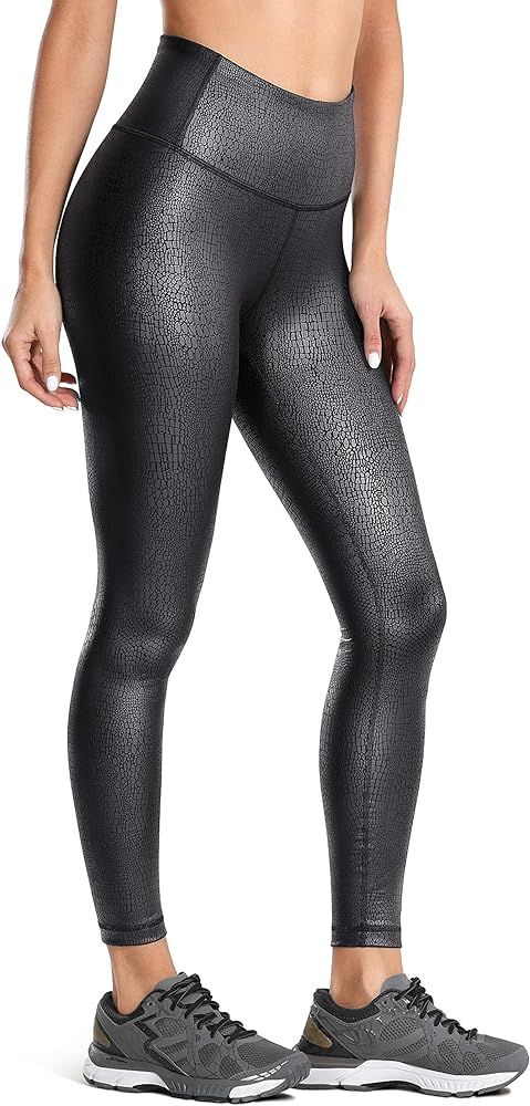CRZ YOGA Women's Faux Leather Workout Leggings 25 Inches - Fashion Coated High Waist Pants Athlet... | Amazon (US)