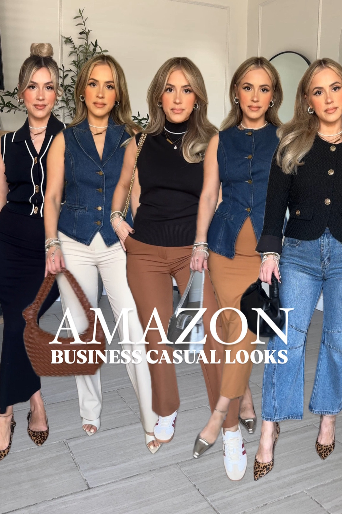 Amazon BUSINESS CASUAL LOOKS 😍😎

Look 1: small short in trousers and turtleneck | the turtleneck has lots of stretch you could even size down. The trousers are high waisted and fit so nicely. Size up if your in between sizes. Trousers are in the color brown.

✔️Look 2: say small in the midi skirt and the vest they both have really great stretch. The vest is incredible quality it feels like it's $100.

✔️Look 3: ivory trousers are a size small long. I have to wear them with heels and I'm 5'2. If you're in between sizes size up! The vest runs big size down! I'm wearing a size extra small

✔️ Look 4: wearing the jeans in a size 4 and the blazer in a small. Jeans are in the color blue.

✔️Look 5: two-piece set is in a size small. It is incredible quality, and the pants have an elastic waistband at the back.

✔️Look 6: skirt and vest are both in a size small! 

‼️🚨If you don't see the item that you're looking for, exit out of this post and you'll find each individual outfit linked on its own post. I could only link a maximum of 16 items per post on LTK so I have to separate each outfit to include everything (I hope that makes sense 🥴). 


#LTKStyleTip #LTKWorkwear #LTKFindsUnder50