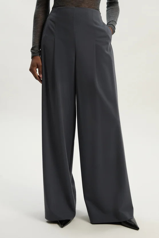 Tailored Twill Essential Wide Leg Trouser | Karen Millen US