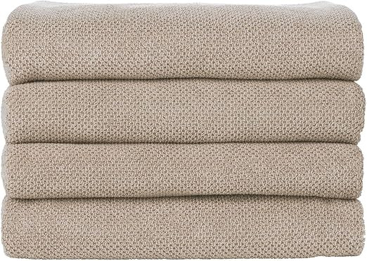 Nate Home by Nate Berkus 100% Cotton Textured Rice Weave Bath Towel Set of 4 | Soft and Absorbent... | Amazon (US)
