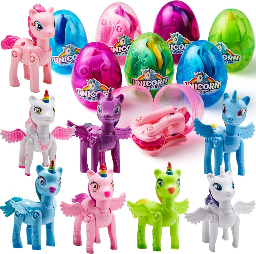 JOYIN 8 Pack Pre Filled 3.5" Easter Egg with Unicorn Deformation Toys, Easter Party Favor for Gir... | Amazon (US)