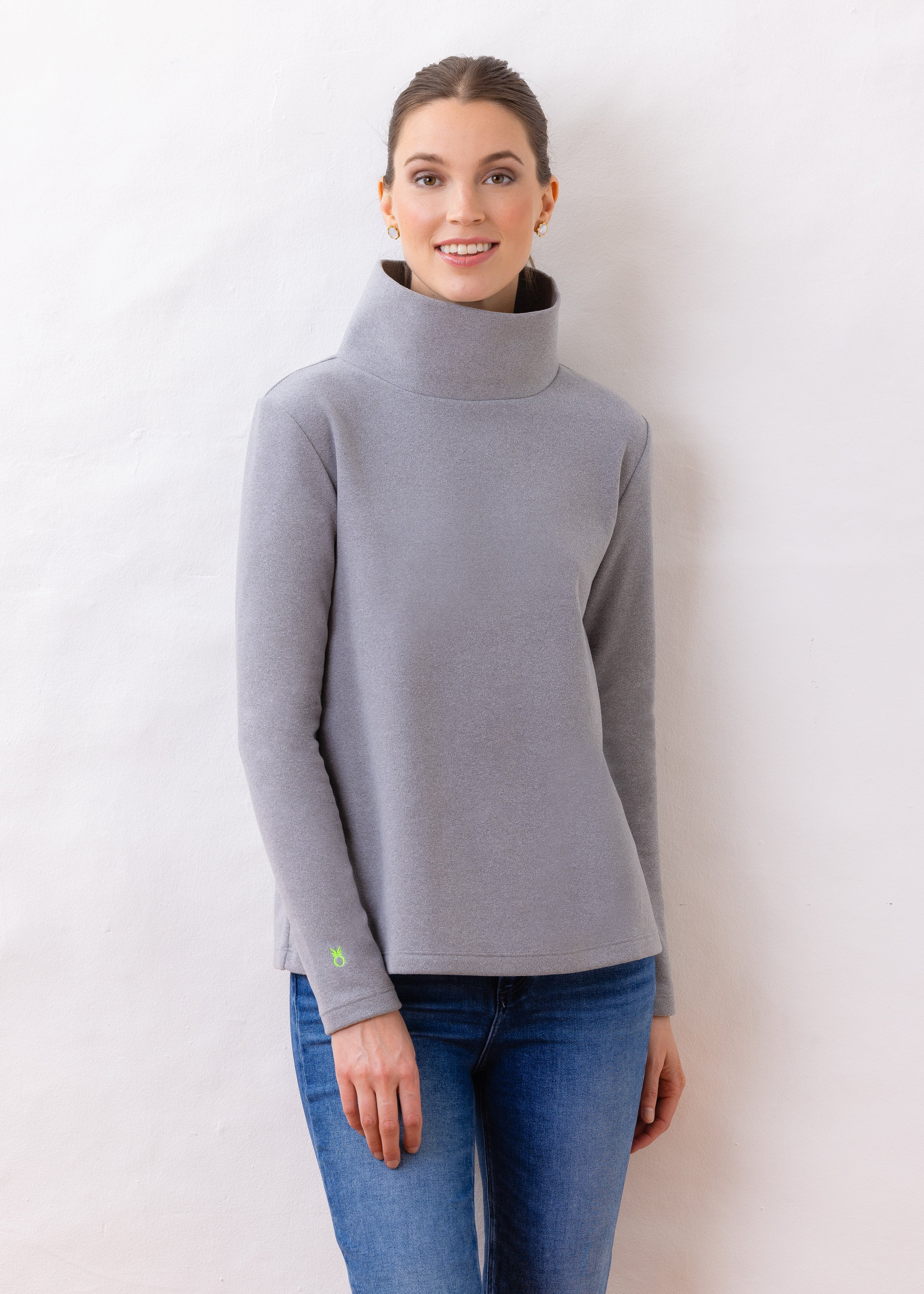 Greenpoint Turtleneck in Terry Fleece (Heather Grey) | Dudley Stephens