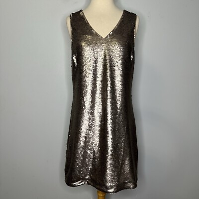 Banana Republic All Sequin Sleeveless Shift Dress In Champagne Silver 8 NWT! | eBay US