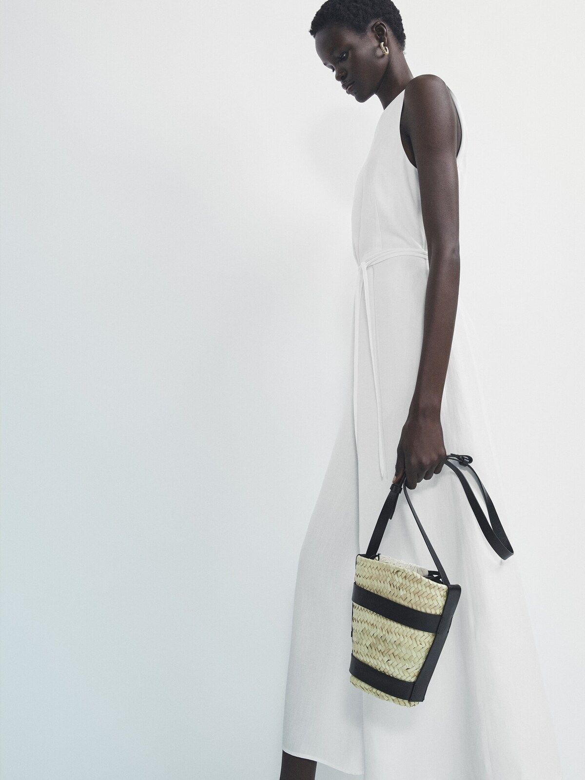 Linen-blend jumpsuit with back split | Massimo Dutti DE