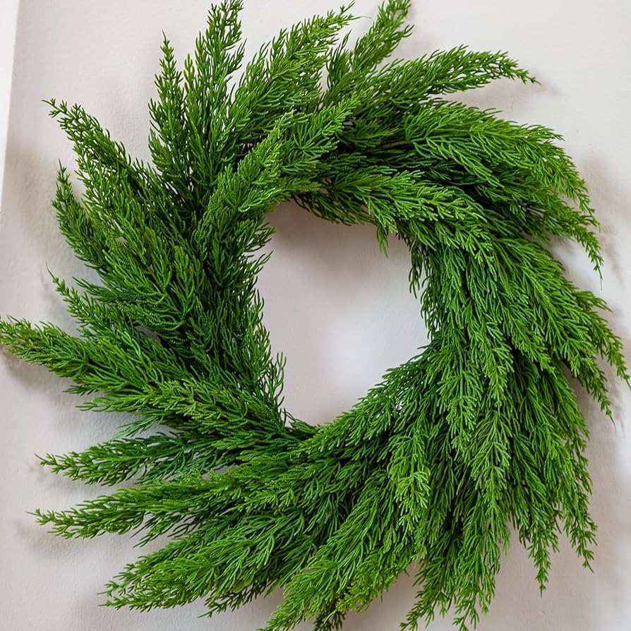 22" Real Touch Cypress Pine Wreath Christmas Wreath for Doors Walls Windows Porches Outdoor Indoo... | Amazon (US)