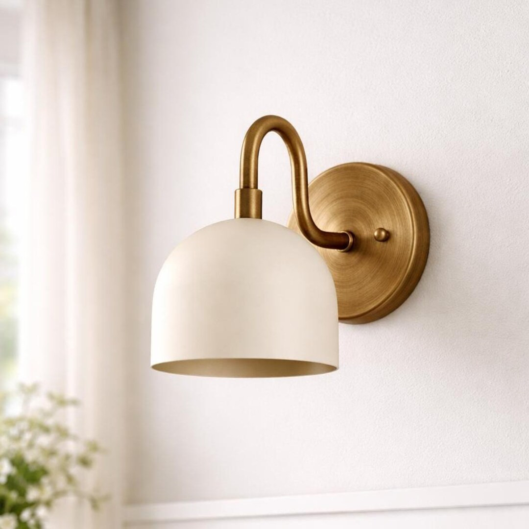 Modern Brass Bowl Wall Sconce – Handmade Dome Shade Light Fixture for Bedroom, Hallway & Living... | Etsy (US)