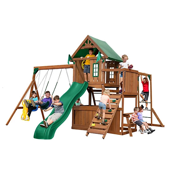 Swing-N-Slide  Knightsbridge Plus Wood Swing Set, Wave Slide, Monkey Bars, Playset Accessories | Tractor Supply
