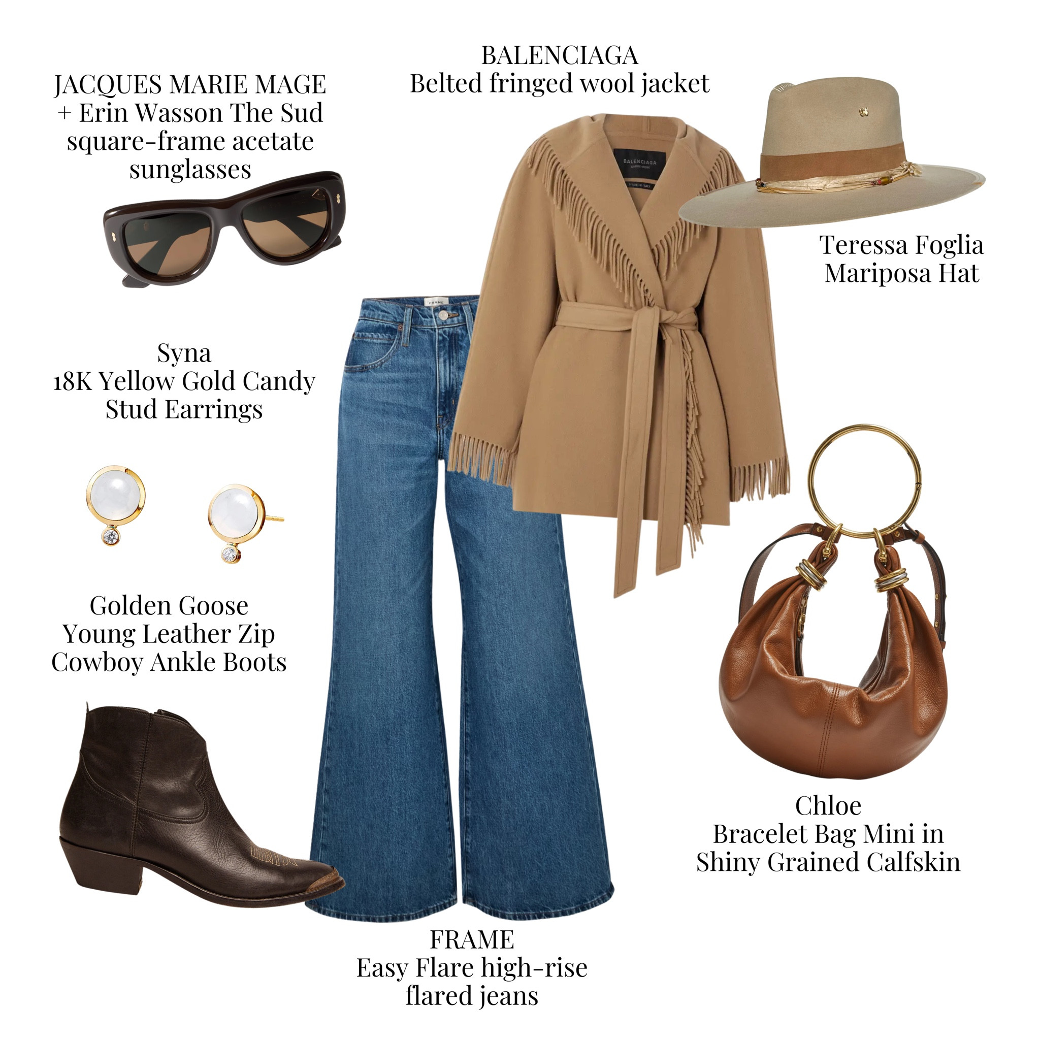 Fringed details, flared denim, and cowboy boots—this boho chic look is a modern nod to timeless style.  Effortlessly cool and endlessly versatile. 
#BohoChicInspo #BalenciagaStyle #GoldenGoose #ChloeBag #ModernBohemian #FringeFever #FlaredDenim #WesternVibes #EffortlessStyle



#LTKItBag #LTKStyleTip #LTKShoeCrush
