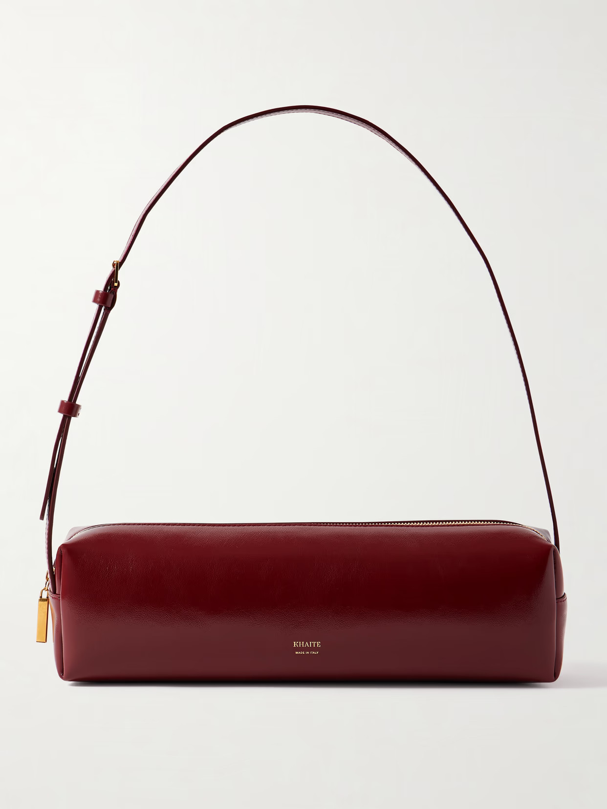 KHAITE - Kye Glossed-leather Shoulder Bag - Burgundy | NET-A-PORTER (US)