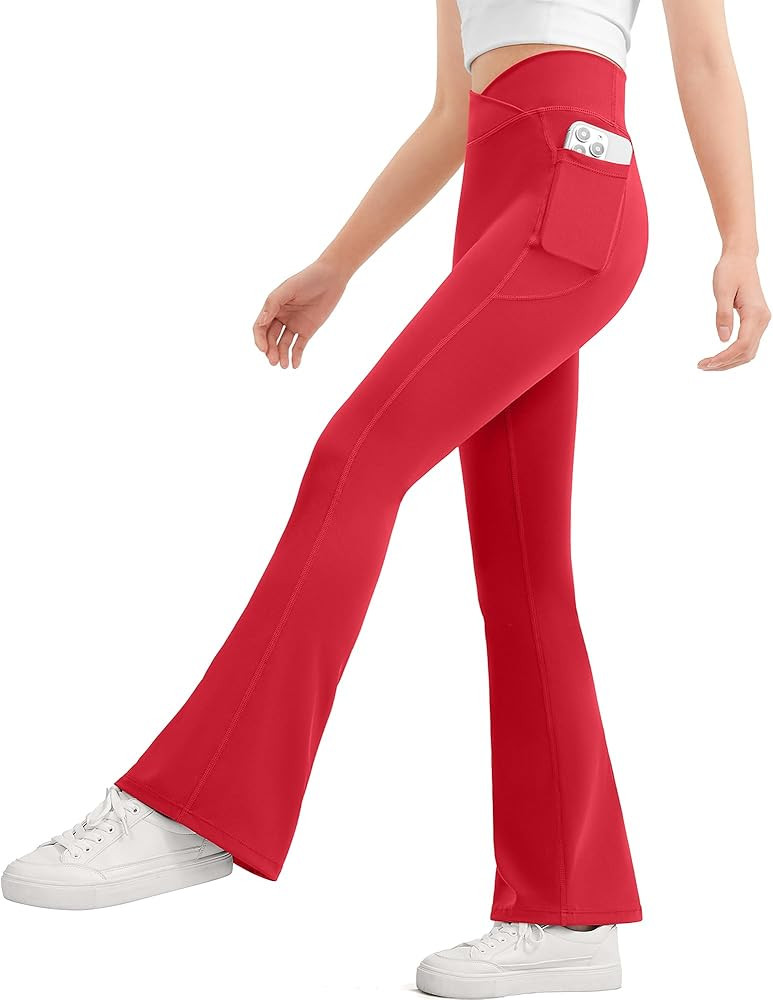JOCMIC Girls Flare Leggings Kids Bell Bottom High Waisted Dance Yoga Flared Pants | Amazon (US)