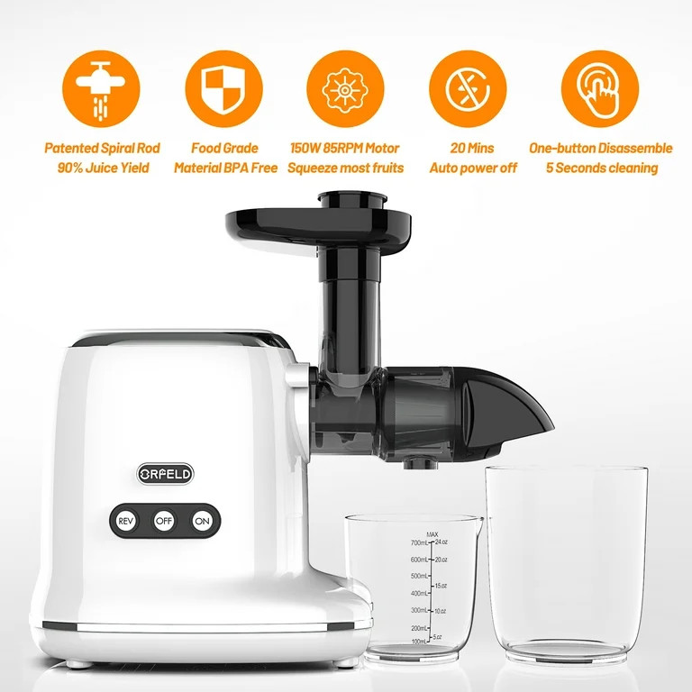 ORFELD Cold Press Juicer for Vegetables and Fruits 95% Juice Yield, Masticating Juicer, Easy Clea... | Walmart (US)