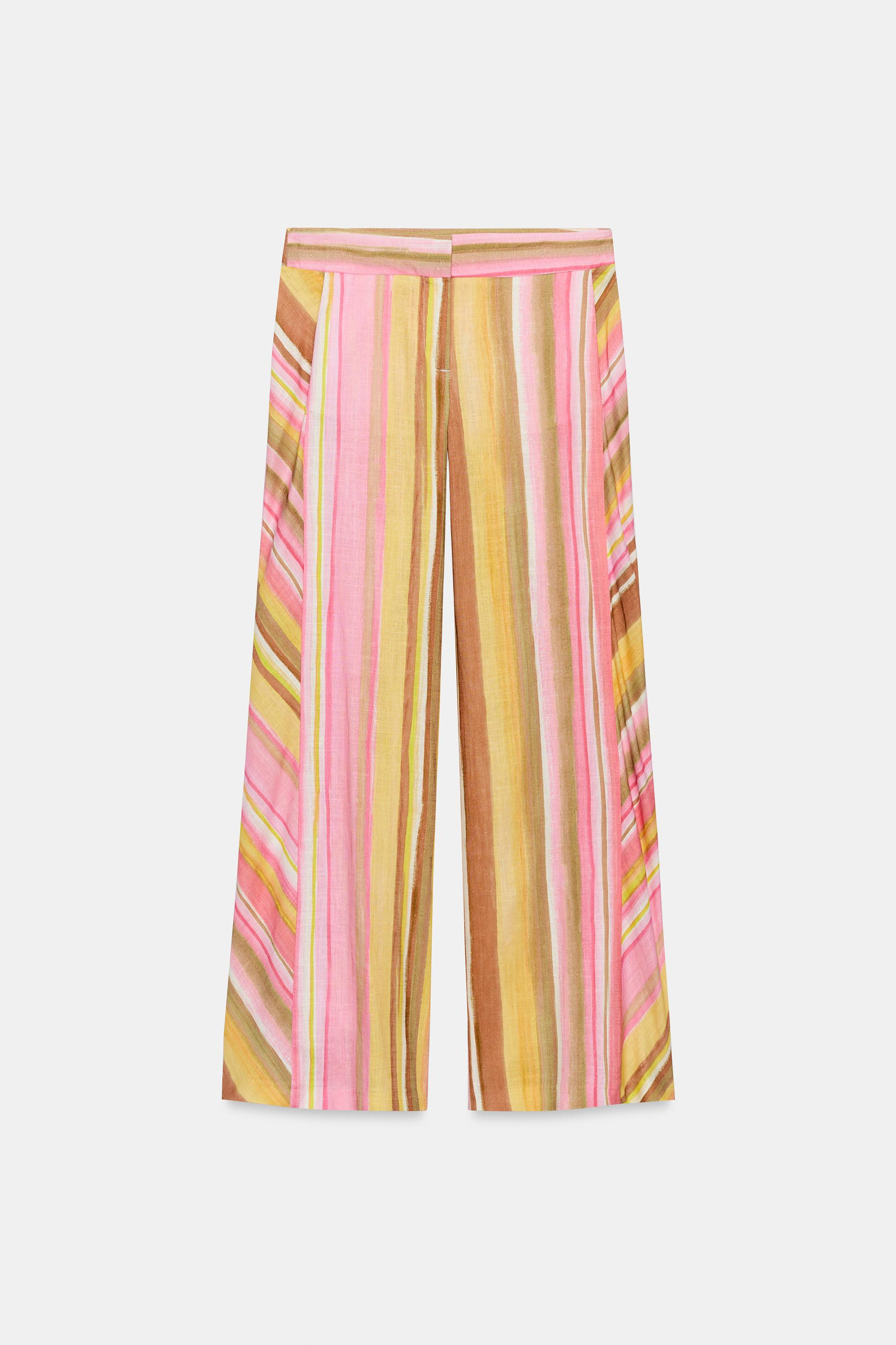STRIPED WIDE LEG PANTS | Zara US