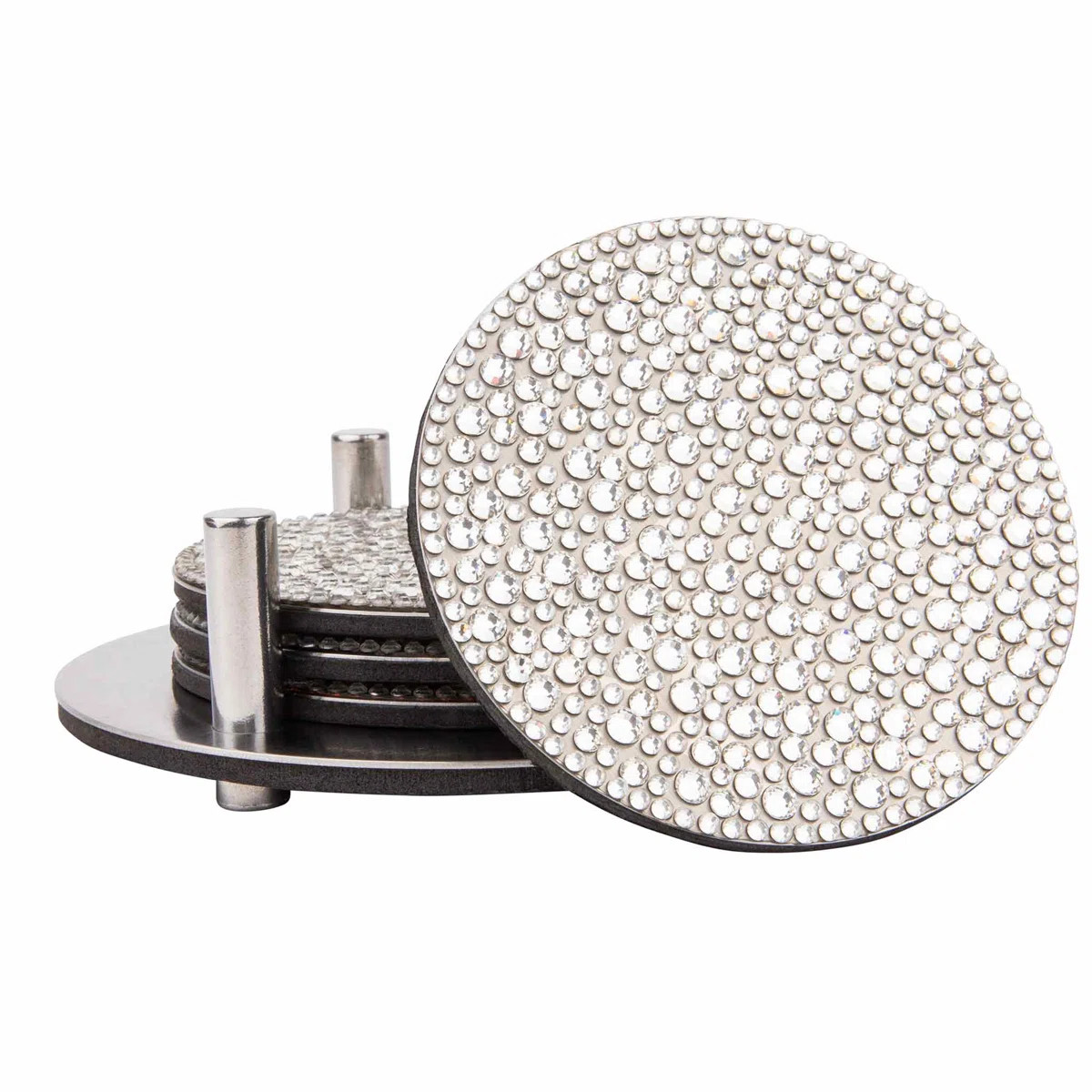 Sparkles Home Strass | Rhinestone Stainless Steel Coaster Set with Holder | 4-Piece Glam Tablewar... | Wayfair North America