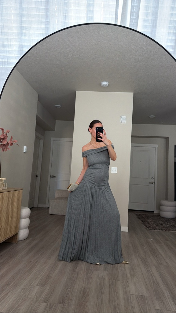 i'm not wearing shapewear underneath but will tag the one i would usually wear.  the dress is size small. i'm 5'7.  the nice thing about this dress is you can pull it up or down to adjust length.  highly recommended.  comes in 12 colors #greydress #weddingguestdress #butterflydress #amazondress #maxidresd 