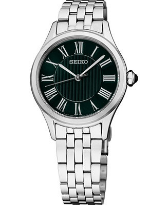 Seiko Essentials Women's Quartz Green Dial Stainless Steel Watch, 29.6mm - Macy's | Macy's
