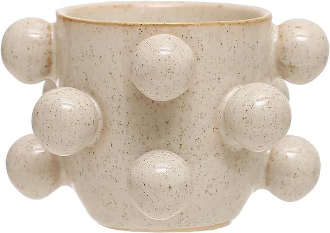 Bloomingville 4.25 Inches Round Stoneware Orbs and Reactive Glaze, Holds 3 Inches Pot, Speckled C... | Amazon (US)