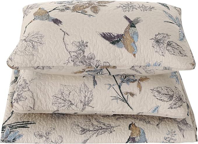 Best Cotton Quilts Sets, 3-Piece Birds Pattern King Quilt Set, Lightweight Breathable Beautiful B... | Amazon (US)