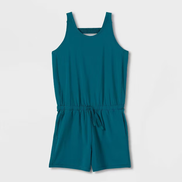 Girls' Woven Romper - All in Motion™ Blue XXL | Target