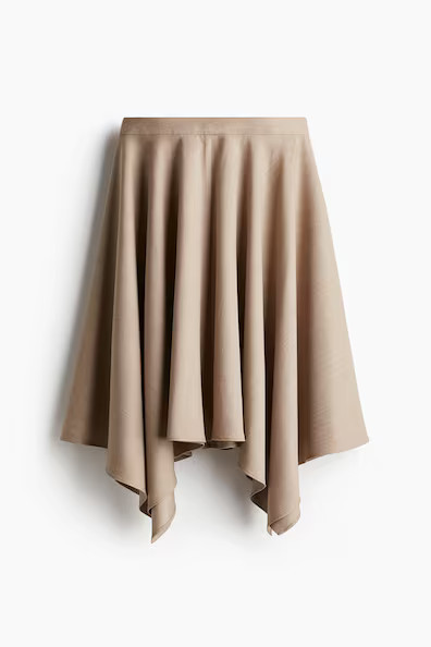H & M - Asymmetric-Hem Skirt - Beige | H&M (US + CA)