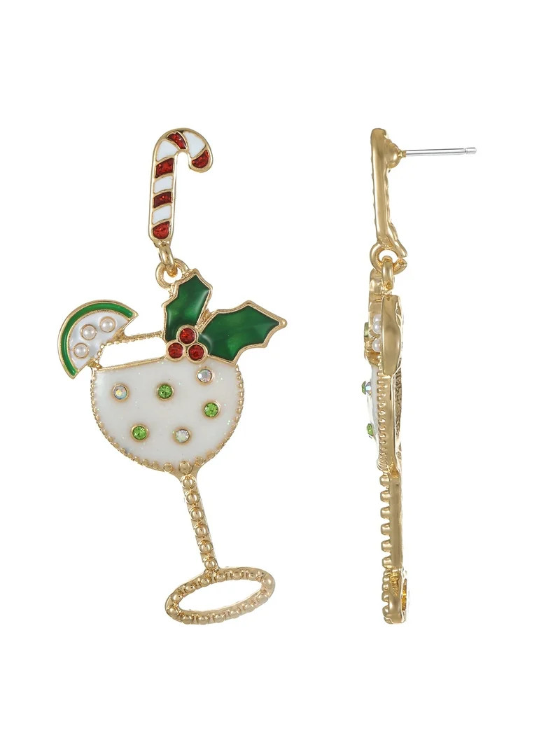 Holiday Time Candy Cane Drink Earring, 1 Pair | Walmart (US)