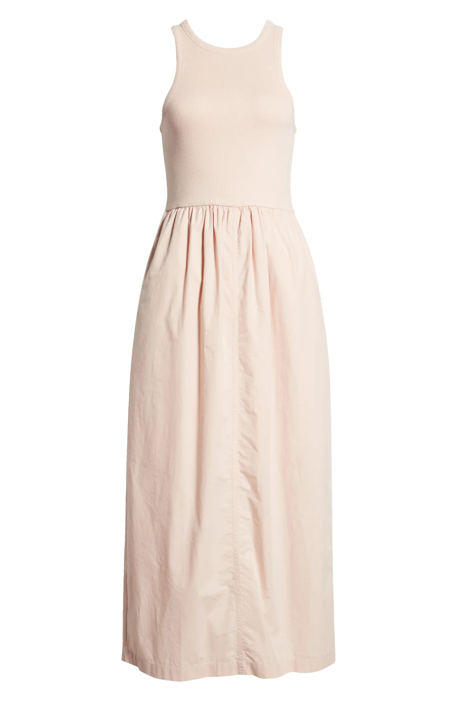 Treasure & Bond Mixed Media Sleeveless Midi Dress | Nordstrom | Nordstrom