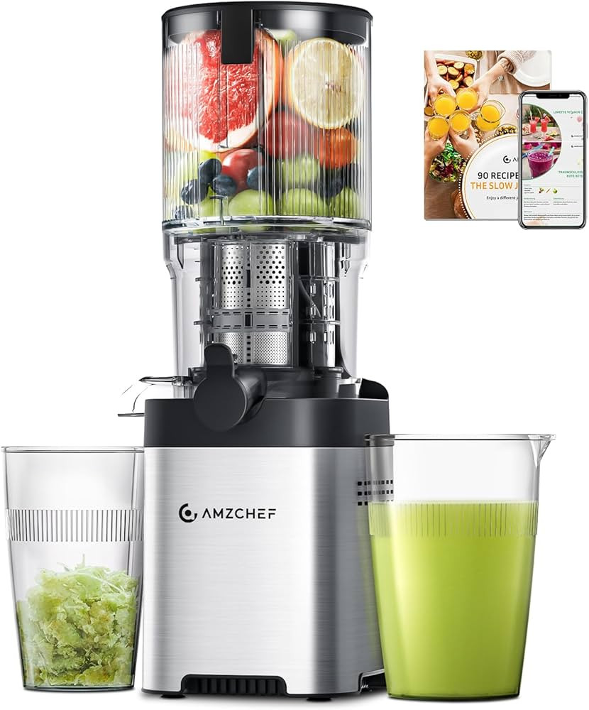 AMZCHEF Cold Press Juicer, Juicers Machines - 5.2" Large Feed Chute for Whole Fruits & Vegetables... | Amazon (US)