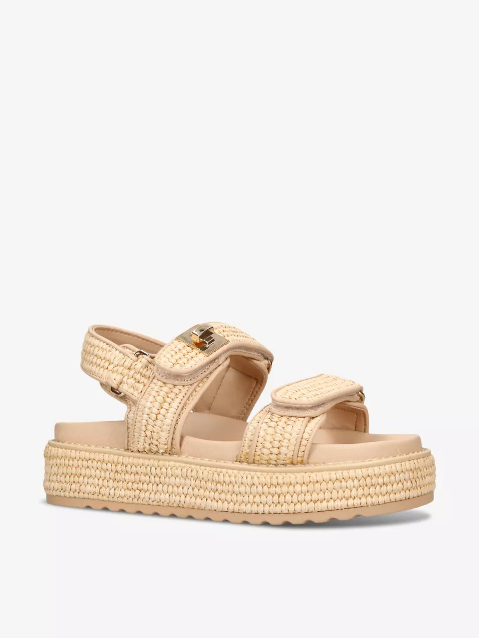 Millo double-strap flat raffia sandals | Selfridges