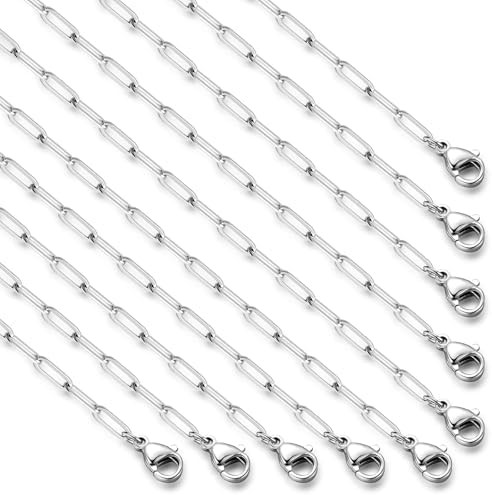 10PCS Paperclip Chains Necklace Bulk 2.5MM 18 Inches Stainless Steel Finished Paperclip Link Chai... | Amazon (US)