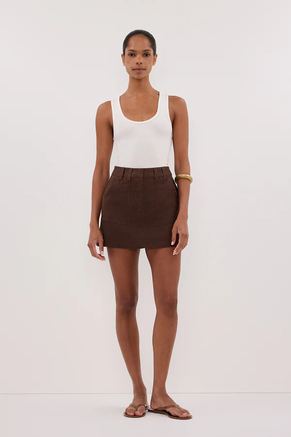 EVA BITTER CHOC LINEN SKORT | DISSH