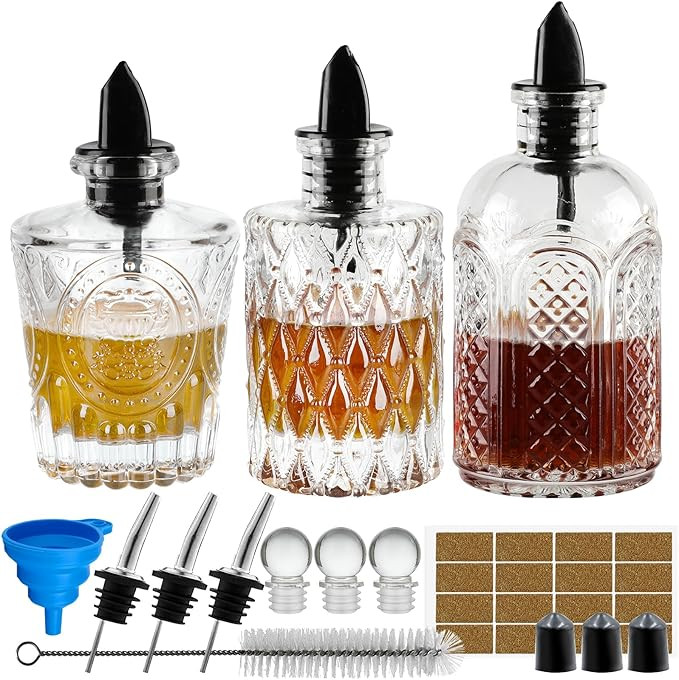 INFTYLE Syrup Bottle Set of 3 - Syrup Dispenser with Leak-Proof Lids Pour Spout Ideal for Coffee ... | Amazon (US)