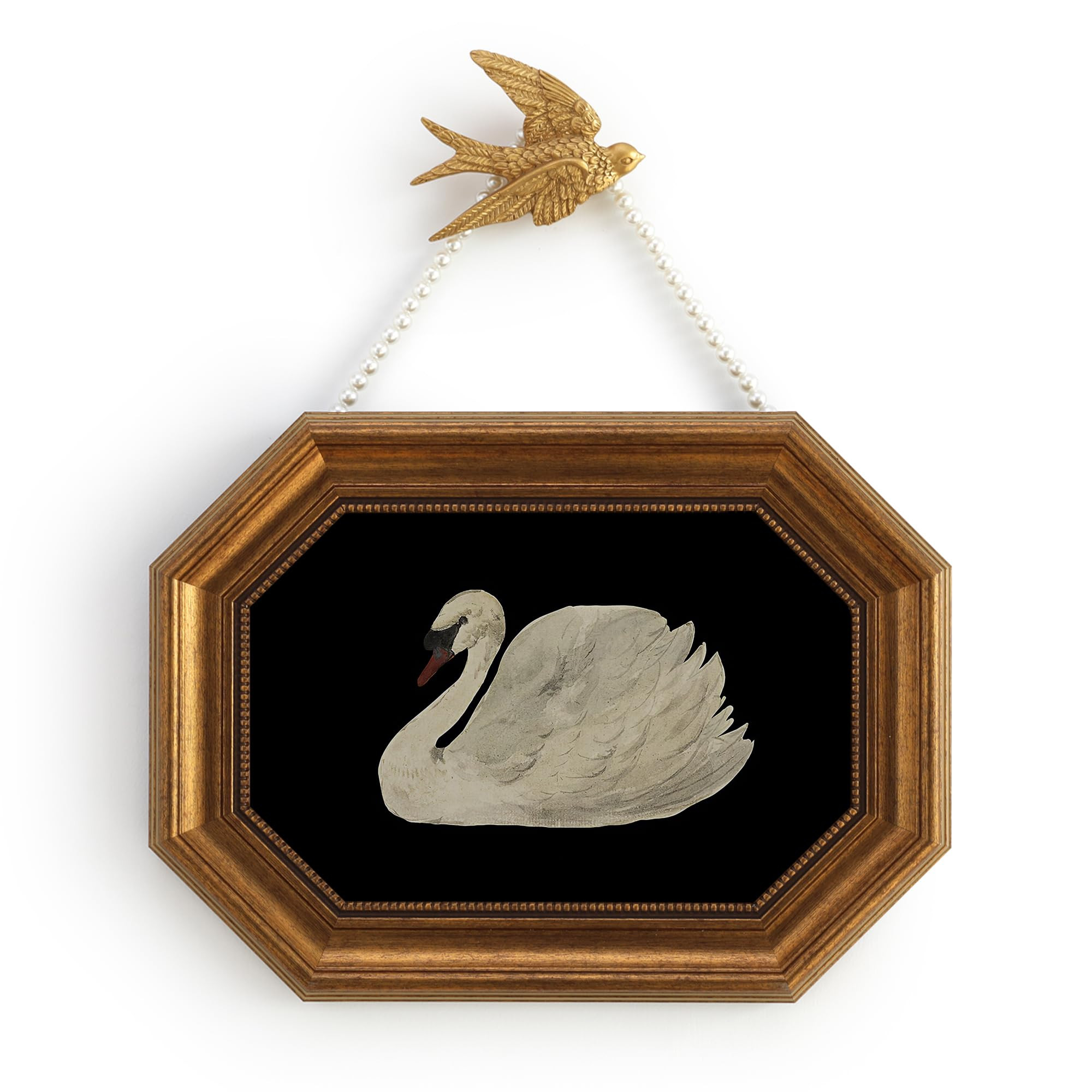 Zelvix Gold Framed Canvas Wall Art Vintage Decor,Black Swan Classical Oil Painting Prints,8"x12" ... | Amazon (US)
