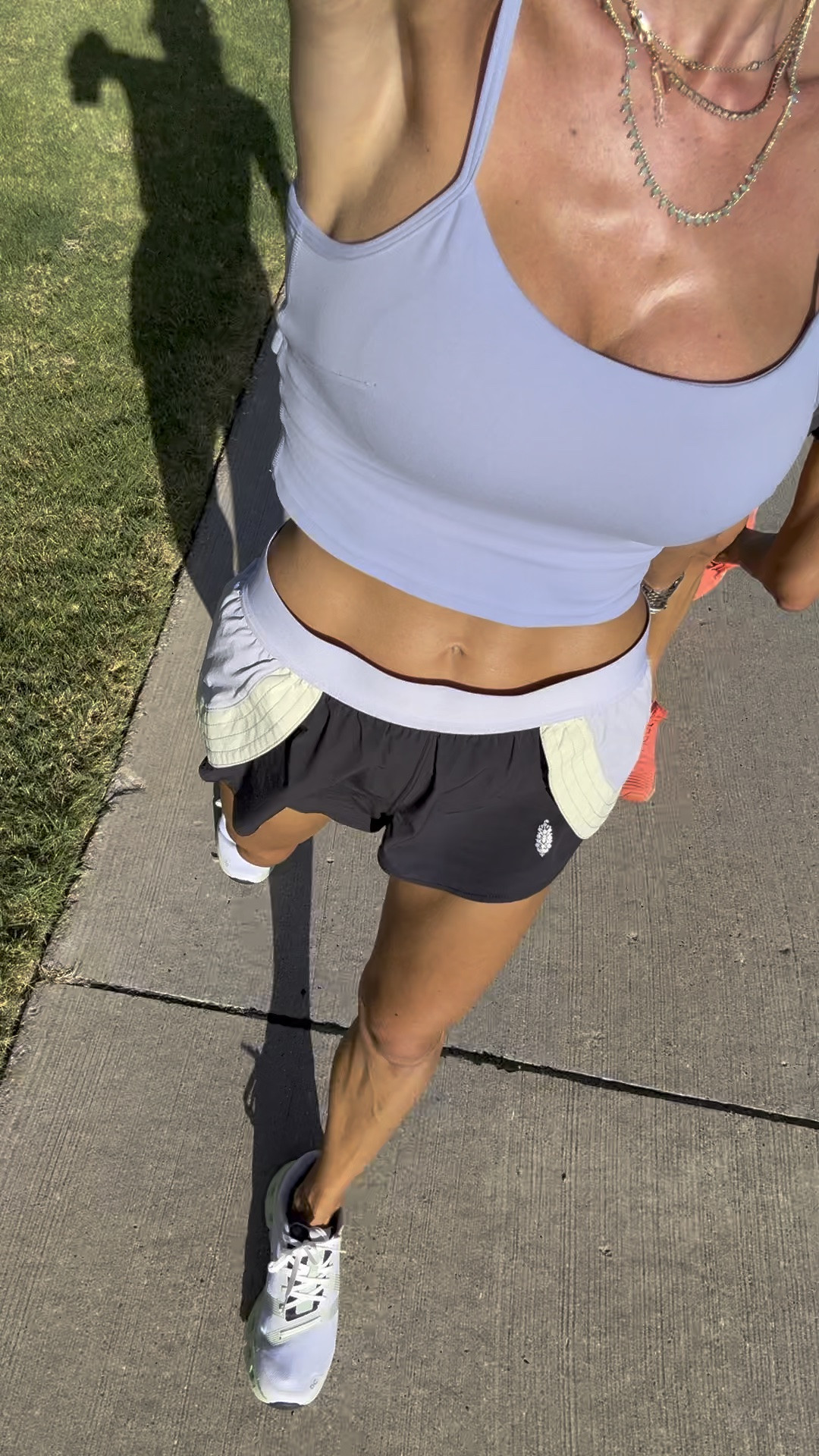 Workout tank XS shorts xs sneakers for walking

#LTKPetite #LTKSaleAlert