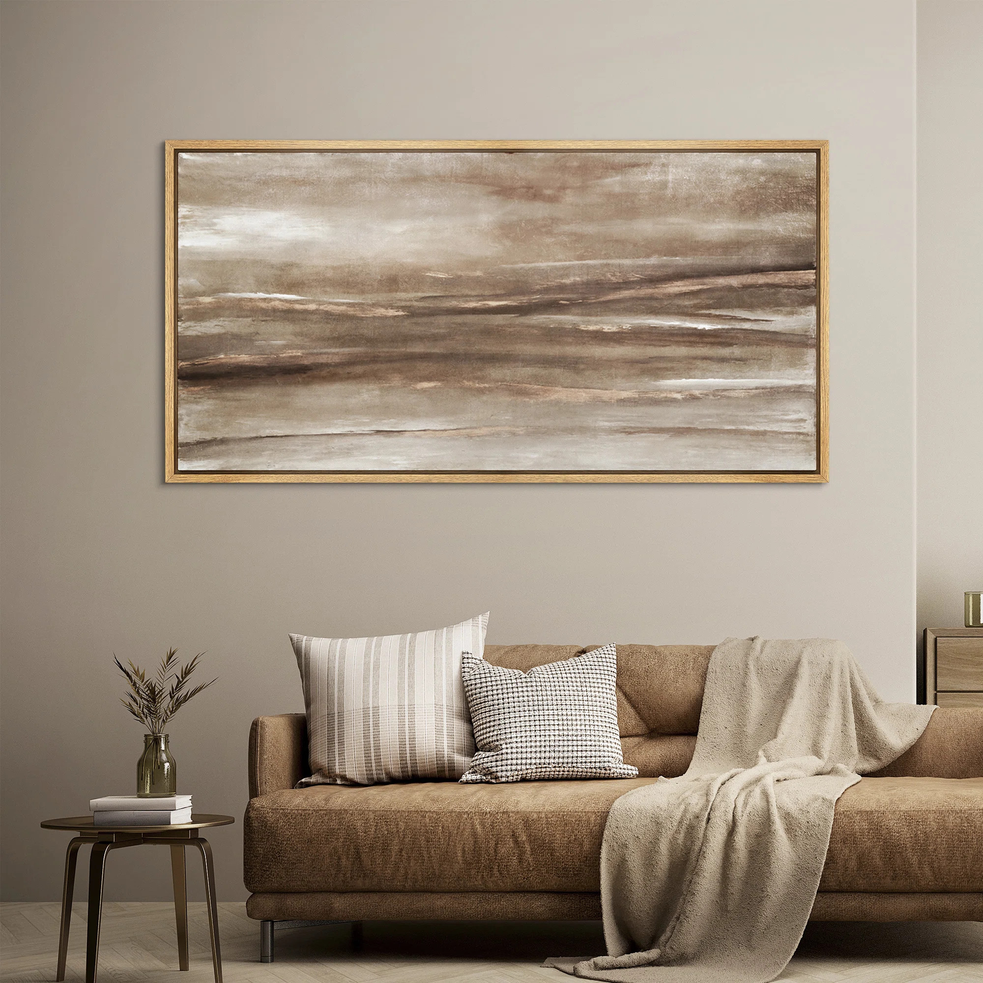 Earthy Horizon Abstract Framed Canvas - Neutral Textured Landscape Wall Art | Wayfair North America