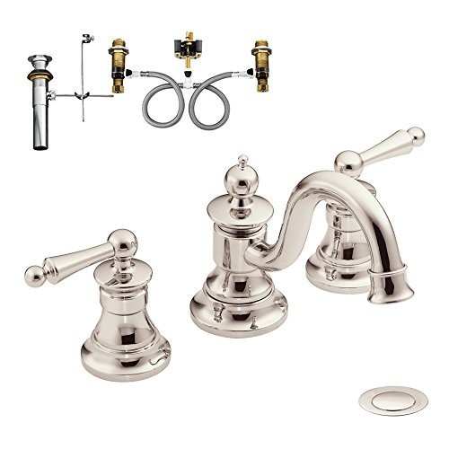 Moen KLWA-D-TS418NL Waterhill Two-Handle High-Arc Lavatory Faucet, Polished Nickel | Amazon (US)