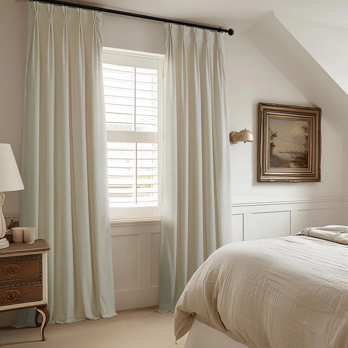 French Pleat Heritage Plush Velvet Room Darkening Curtains For Bedroom & Living Room Curtains (1 ... | Wayfair North America