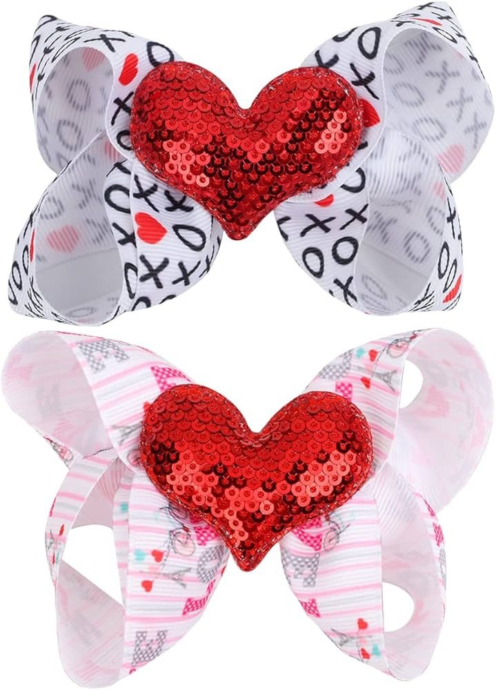 Love Heart Hair Clip Claw Valentine's Day Hairpin Red Glitters Heart Headwear Sequin Alligator Bu... | Amazon (US)
