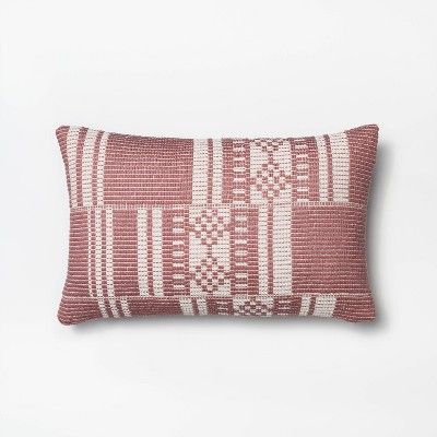 Woven Pieced Pattern Lumbar Throw Pillow Mauve/Cream - Threshold™ designed with Studio McGee | Target