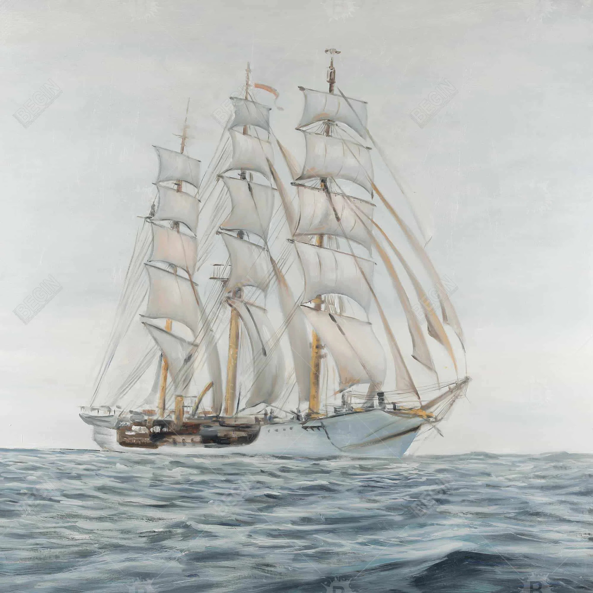 Ship by a cloudy day - 32"x32" art on canvas | Wayfair North America