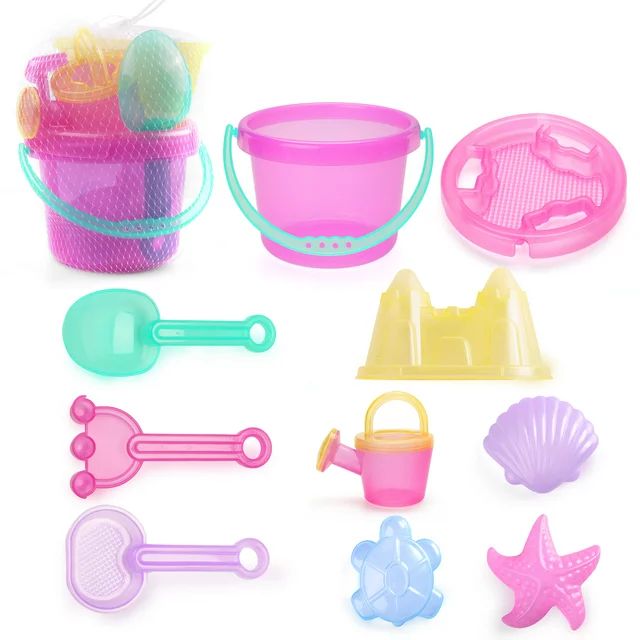 LotFancy 10 Pcs Beach Sand Toys Set for Kids Toddlers ,Baby Beach Bucket, Snow Toys for Girls | Walmart (US)