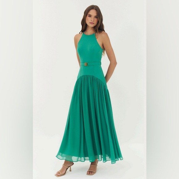 NWT  Hutch Abbey Dress in Green Stretch Crepe Chiffon  Size Small | Poshmark