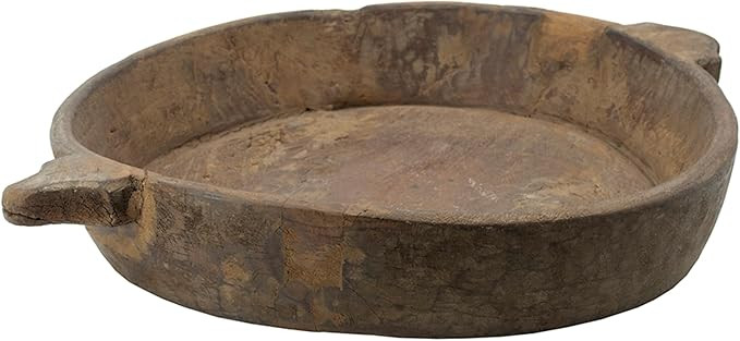 CC Home Furnishings Large Weathered Wooden Bowl with Handle - 22" | Amazon (US)