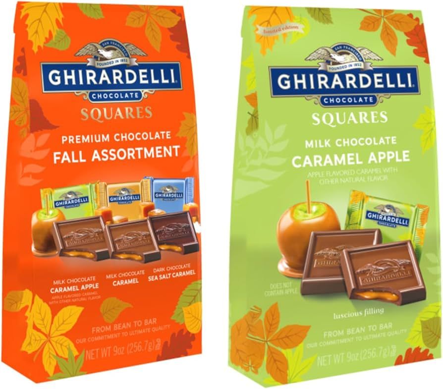 GHIRARDELLI Chocolate Fall Assortment and Caramel Apple Squares Variety - Pack of 2-9 oz Bags - O... | Amazon (US)