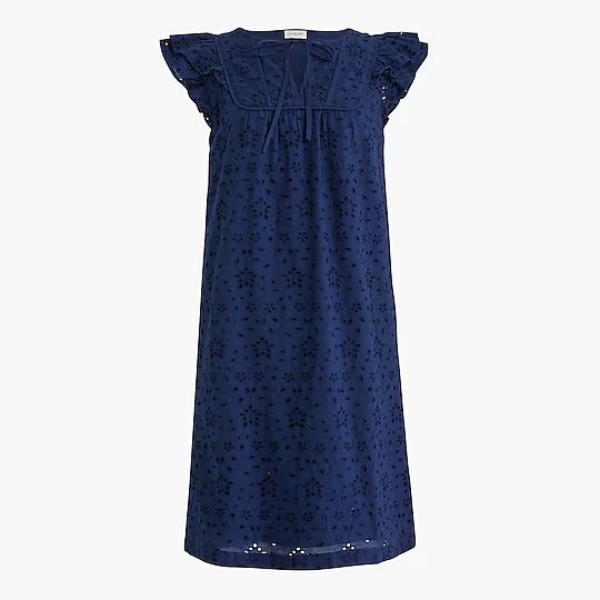 Factory: Eyelet Flutter-sleeve Mini Dress For Women | J.Crew Factory