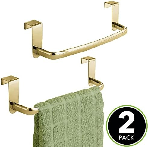 mDesign Steel Metal Wire Over Cabinet Towel Rack Storage Organizer - Hang on Cabinet or Door - Towel | Amazon (US)