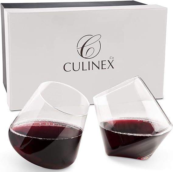 Hand Blown Stemless Wine Glasses, Set of 2 - Naturally Aerating, Elegant Wine Glassware for Caber... | Amazon (US)