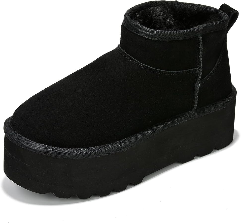 Project Cloud 100% Genuine Suede Leather Ankle Boots for Women - Fur Boots Memory Foam Insole Wom... | Amazon (US)