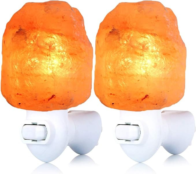 pursalt 2 Pack Himalayan Natural Salt Lamp Night Light Plug in, Certificated 360 Degree Rotatable... | Amazon (US)